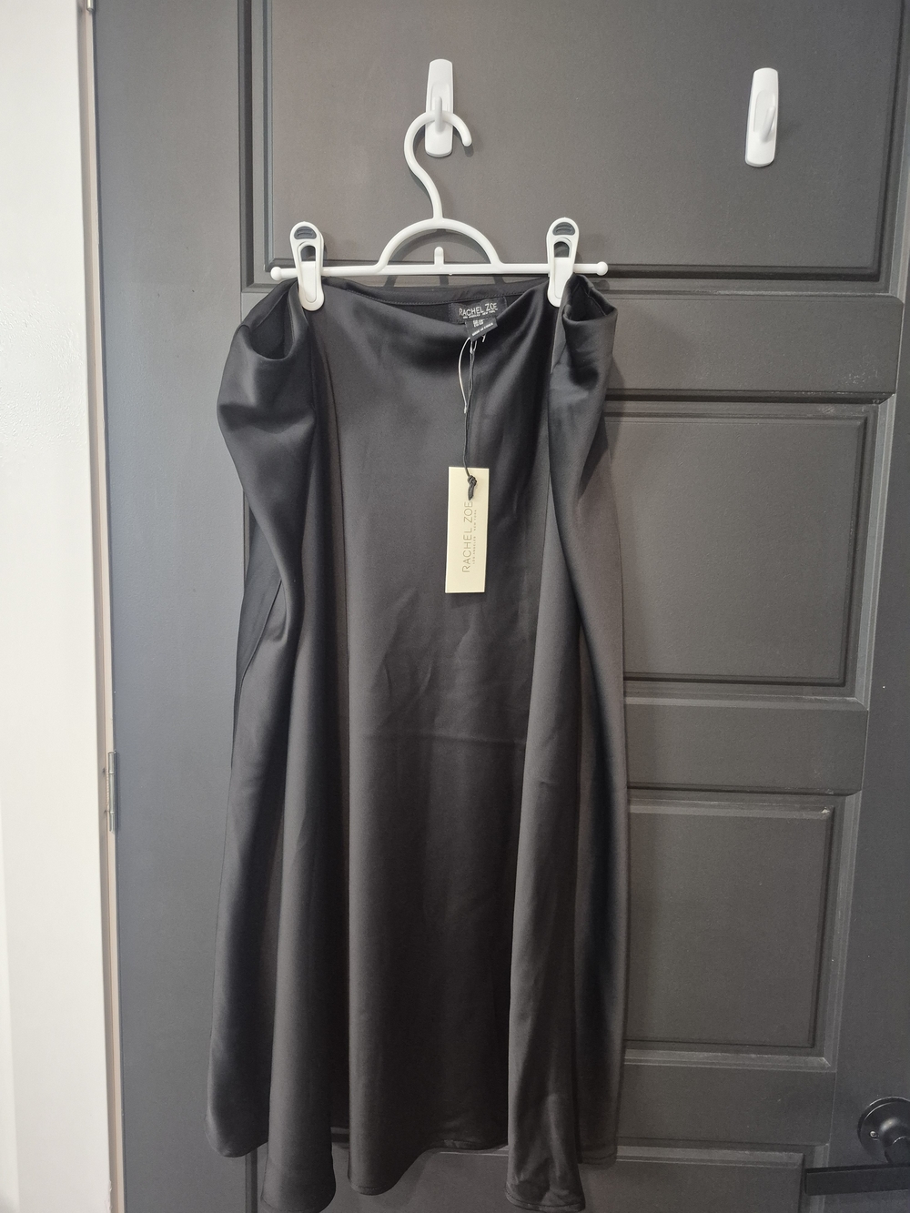 Rachel Zoe Black Satin A-Line Skirt